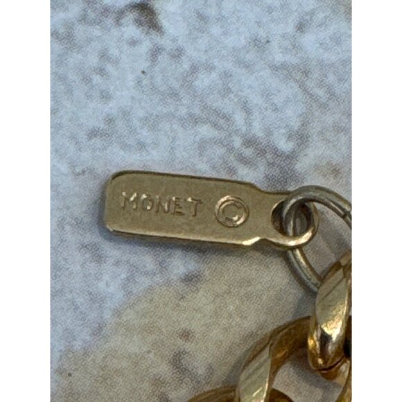 Rare Monet Vintage Gold Tone Flapper Style Necklace Chain with Column Pendants - Picture 4 of 6